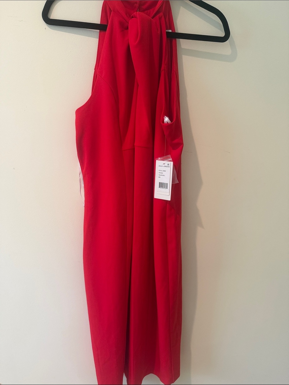 julia jordan Red Halter Midi Dress with Neck Tie